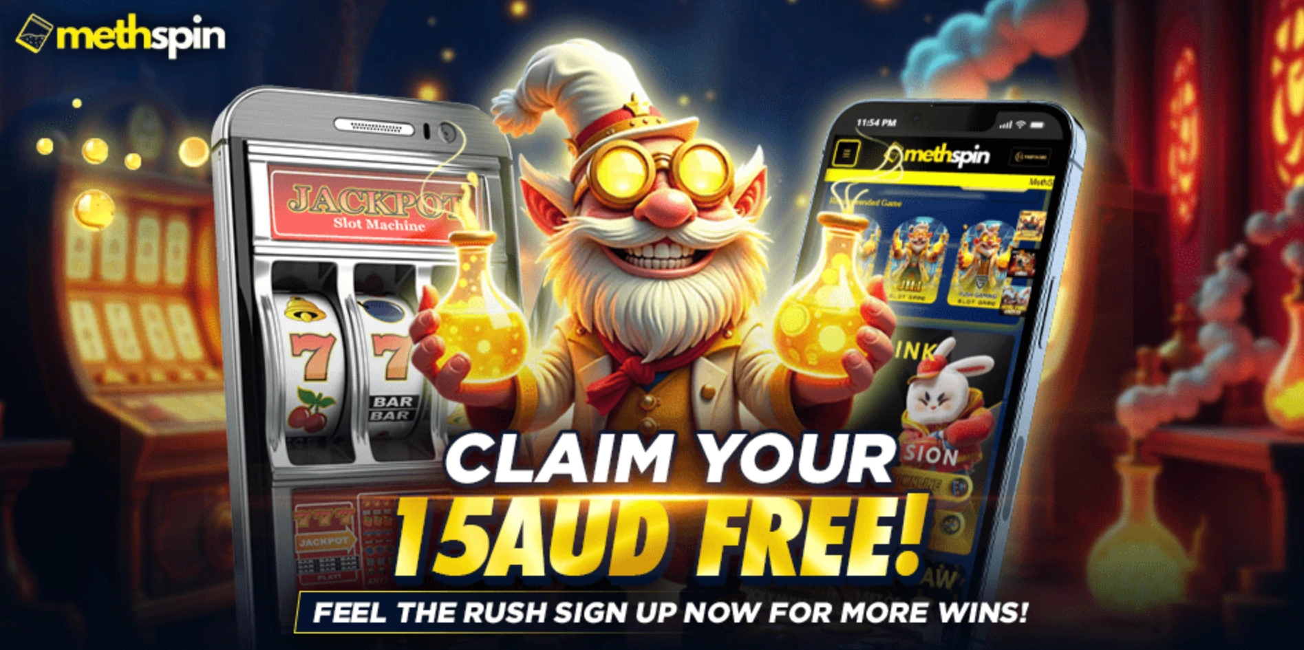 Methspin Casino $15 AUD free bonus offer for Australian players
